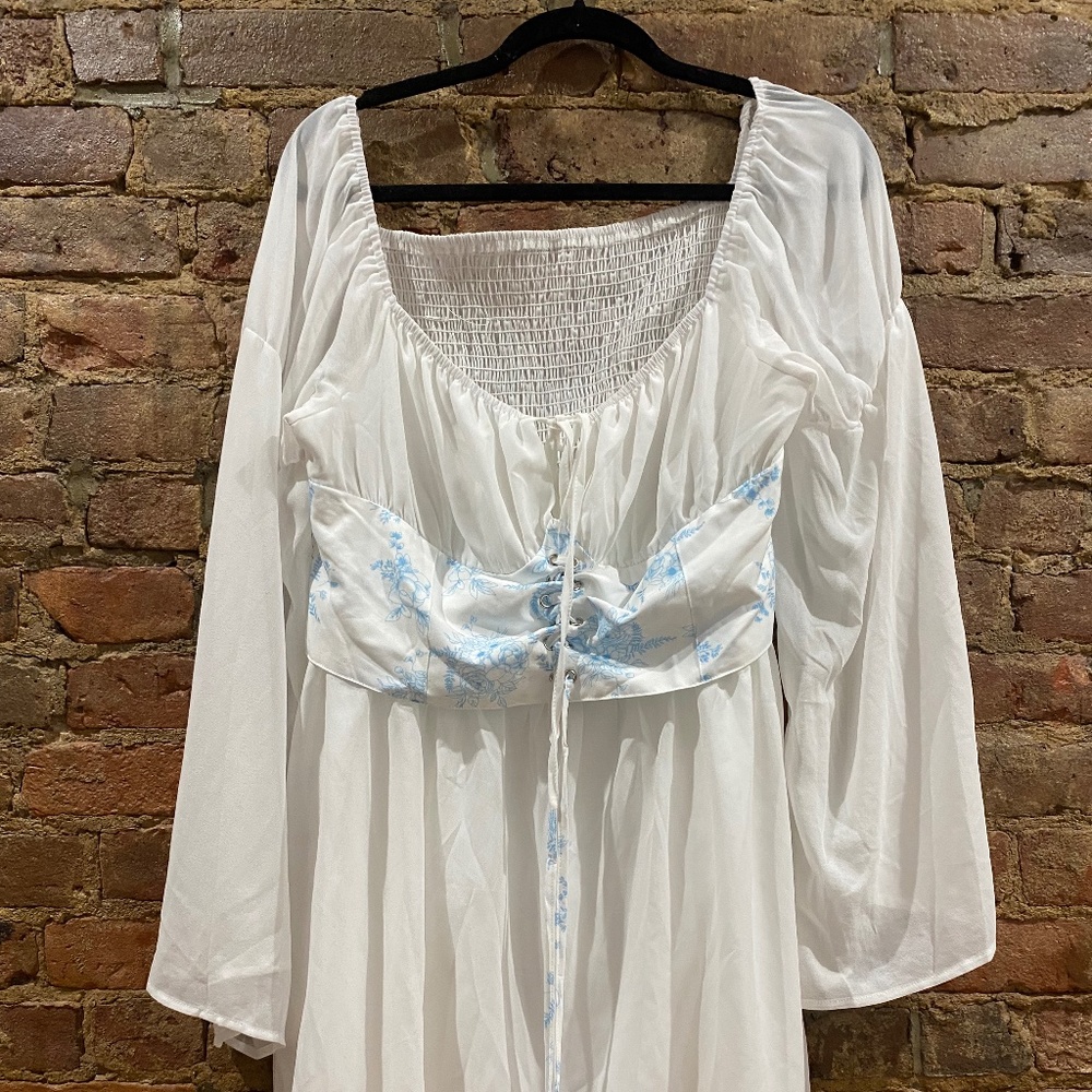 White Toga-Style Corset Style Mini Dress